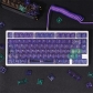 104+52 PC Crystal Purple Semitransparent Backlit Cool Keycaps Set Screen Printing for Cherry MX Mechanical Keyboard